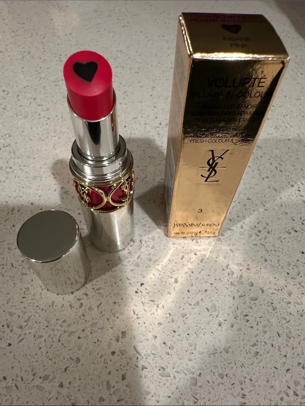 BNIB Yves Saint Laurent Volupte Plump-in-Color Plumping Lip Balm~Insane Pink (3)